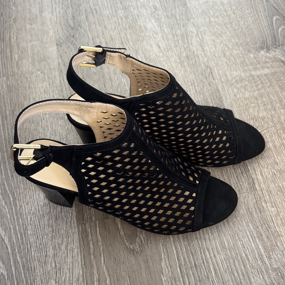 Liz Claiborne Black Mesh Heeled Sandals